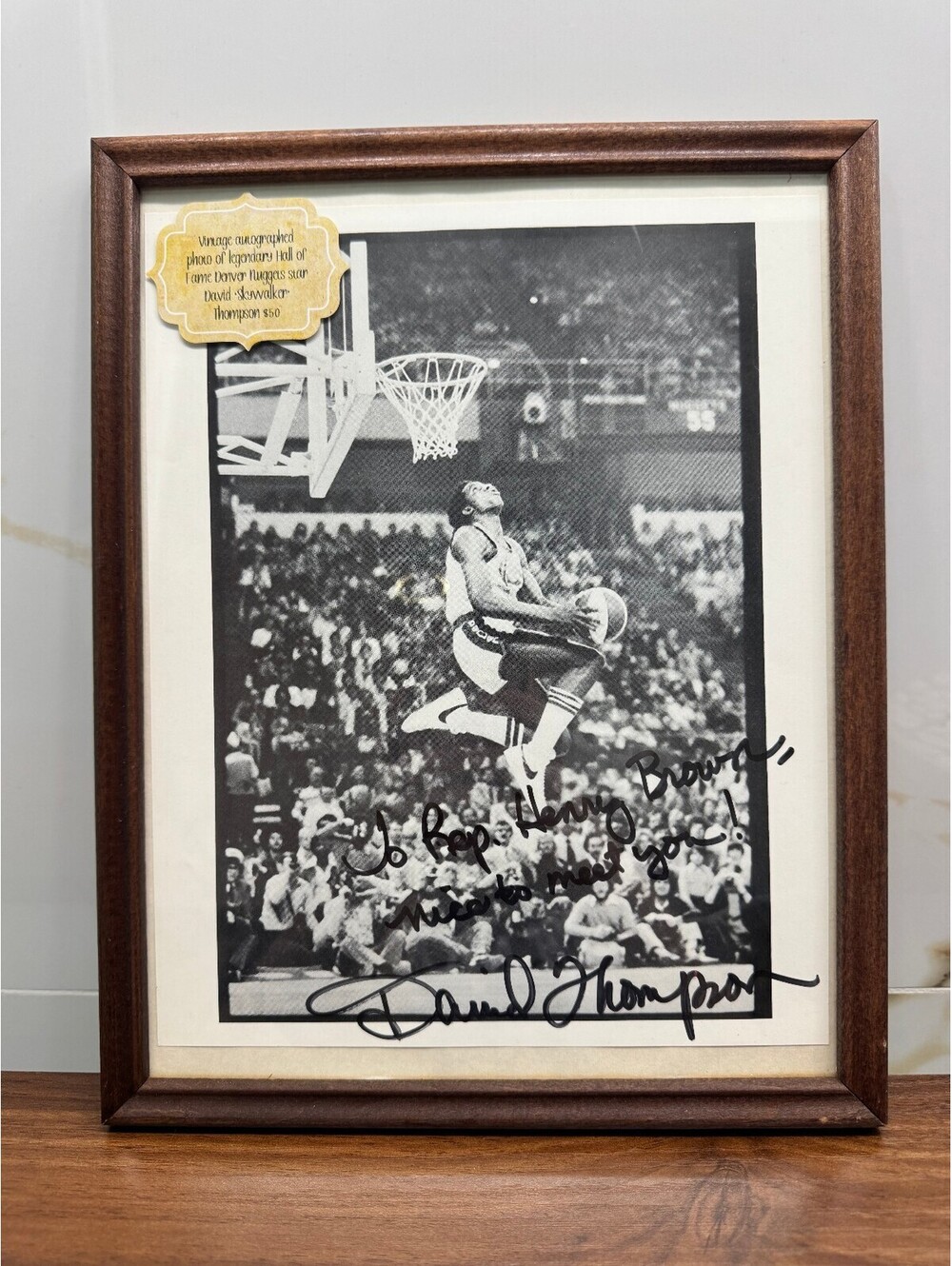 David Thompson Signed Photo Denver Nuggets 1976 ABA Slam Dunk Contest Vintage